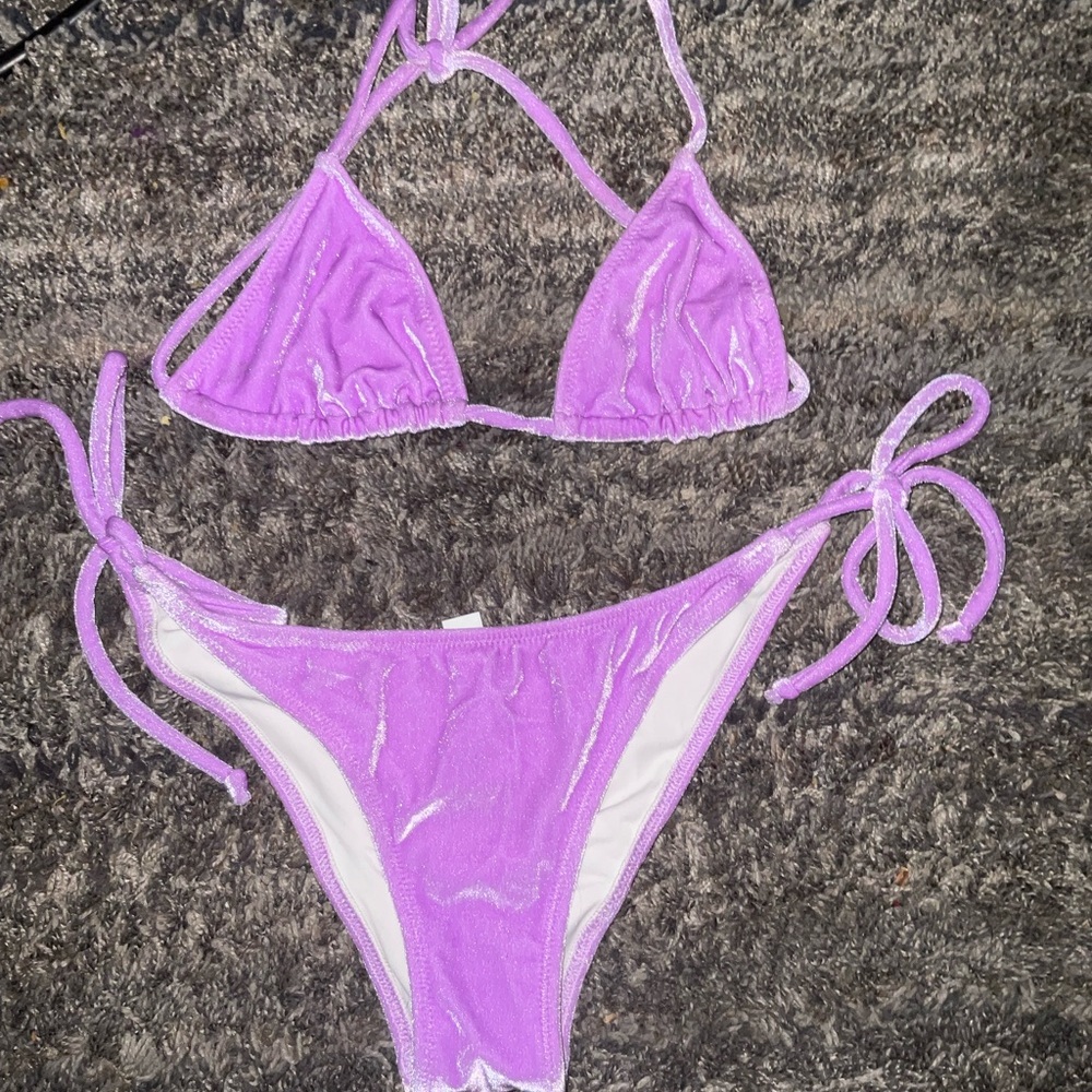 Solid & Striped Purple Bikini Set - image 1